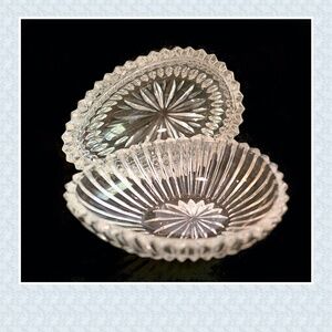 Large Vintage Cut Glass Egg Shape Lidded Candy Dish or Trinket Box 3.5x4